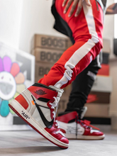 Load image into Gallery viewer, Drawstring Trackpants V3 - Black / Red Born Sinner
